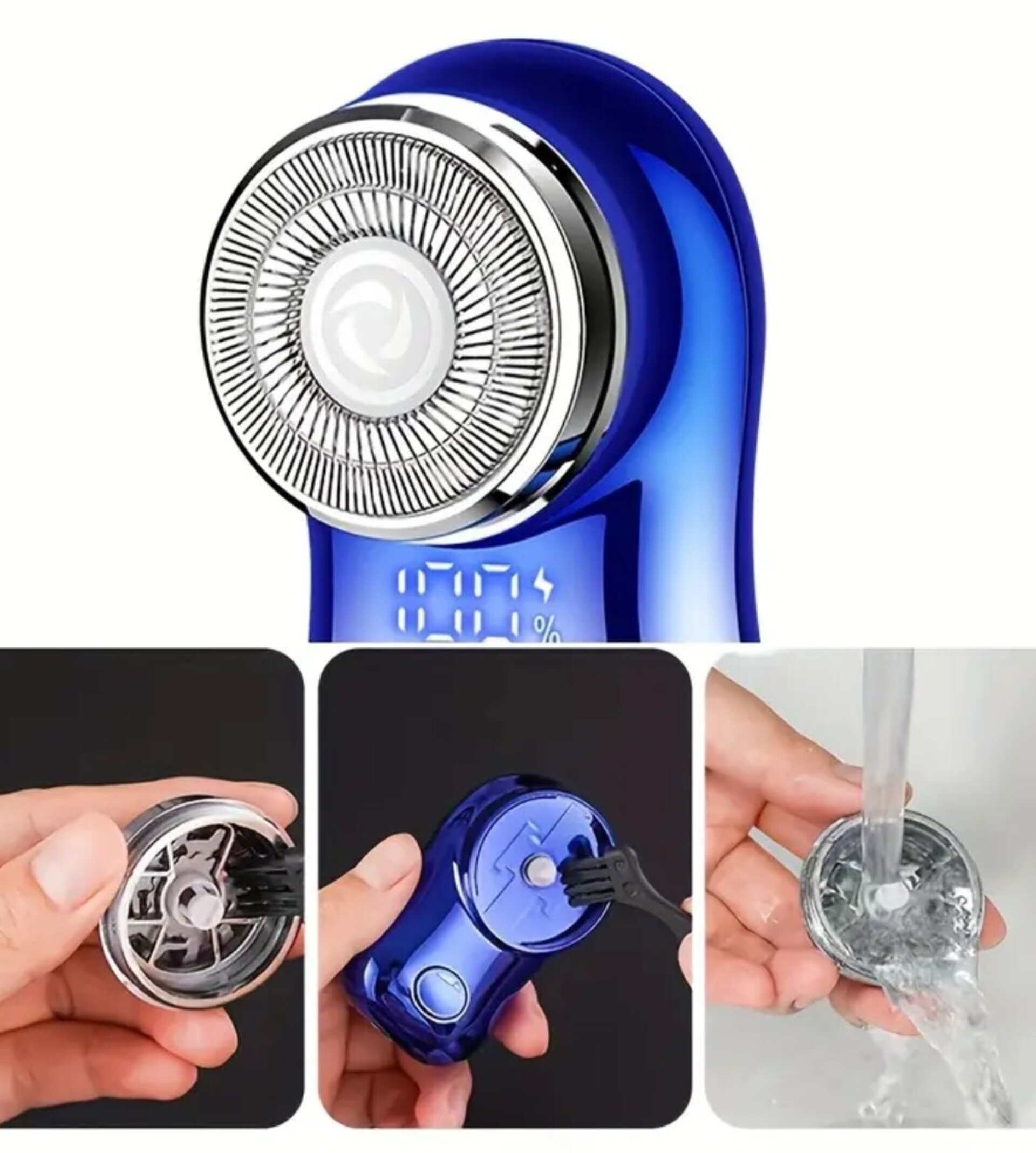 Afeitadora Eléctrica Mini Azul Con Display - 4