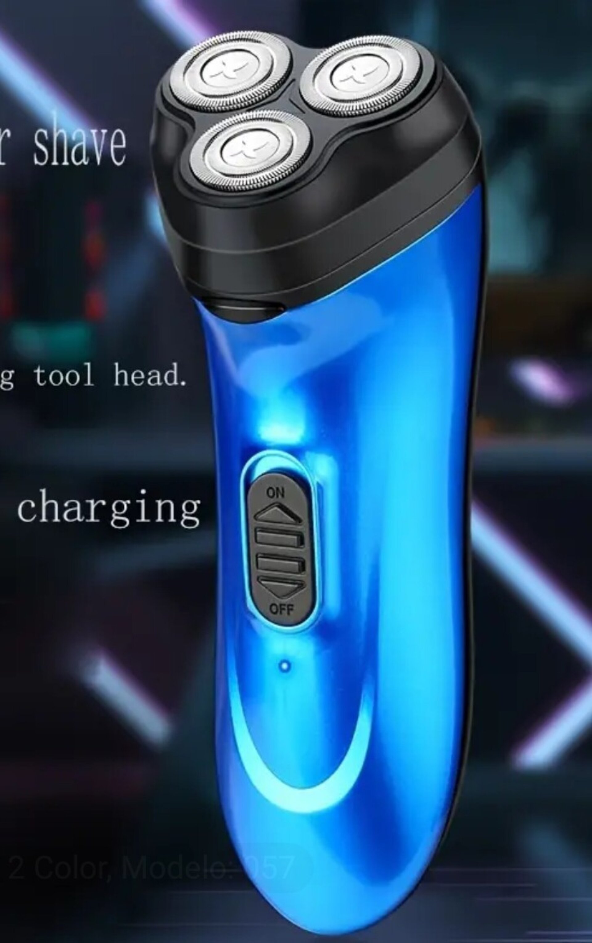 Afeitadora Eléctrica Azul 3 Cabezales - 2