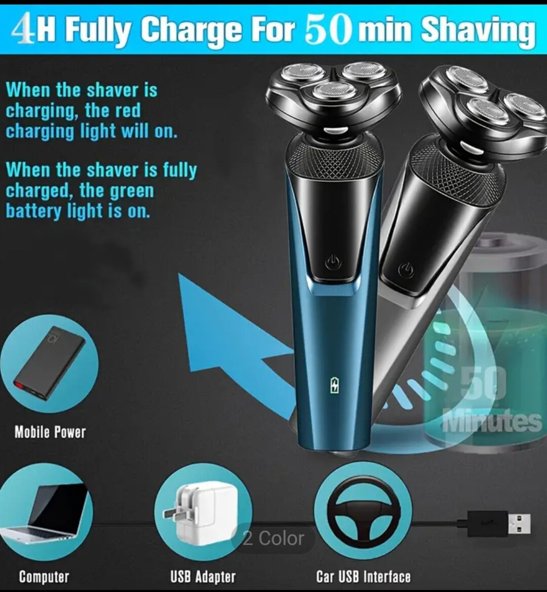 Afeitadora Carga USB  Azul 3 en 1 - 11