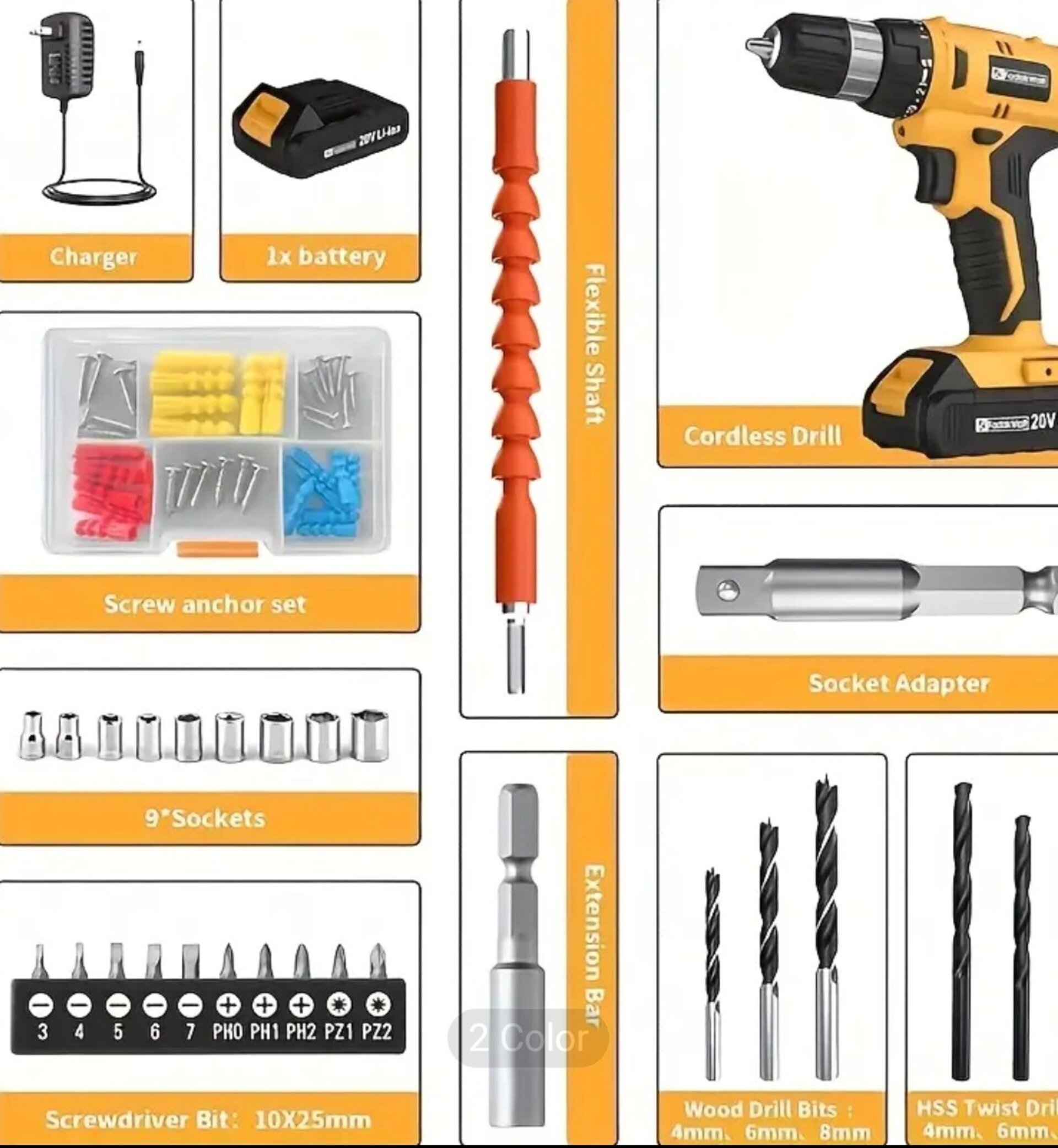 Taladro Inalámbrico Fadak Wait Amarillo - 3