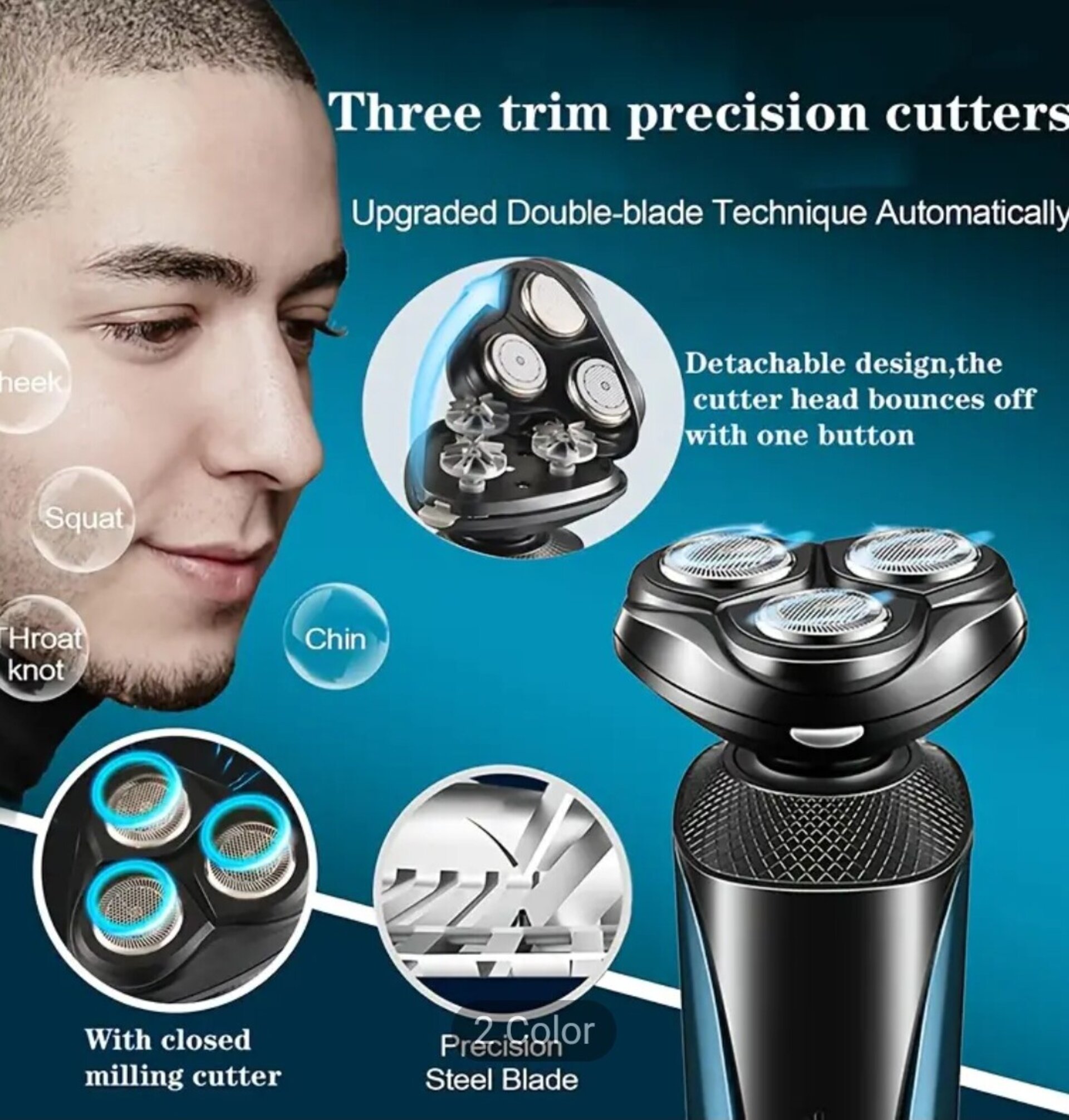 Afeitadora Carga USB  Azul 3 en 1 - 3