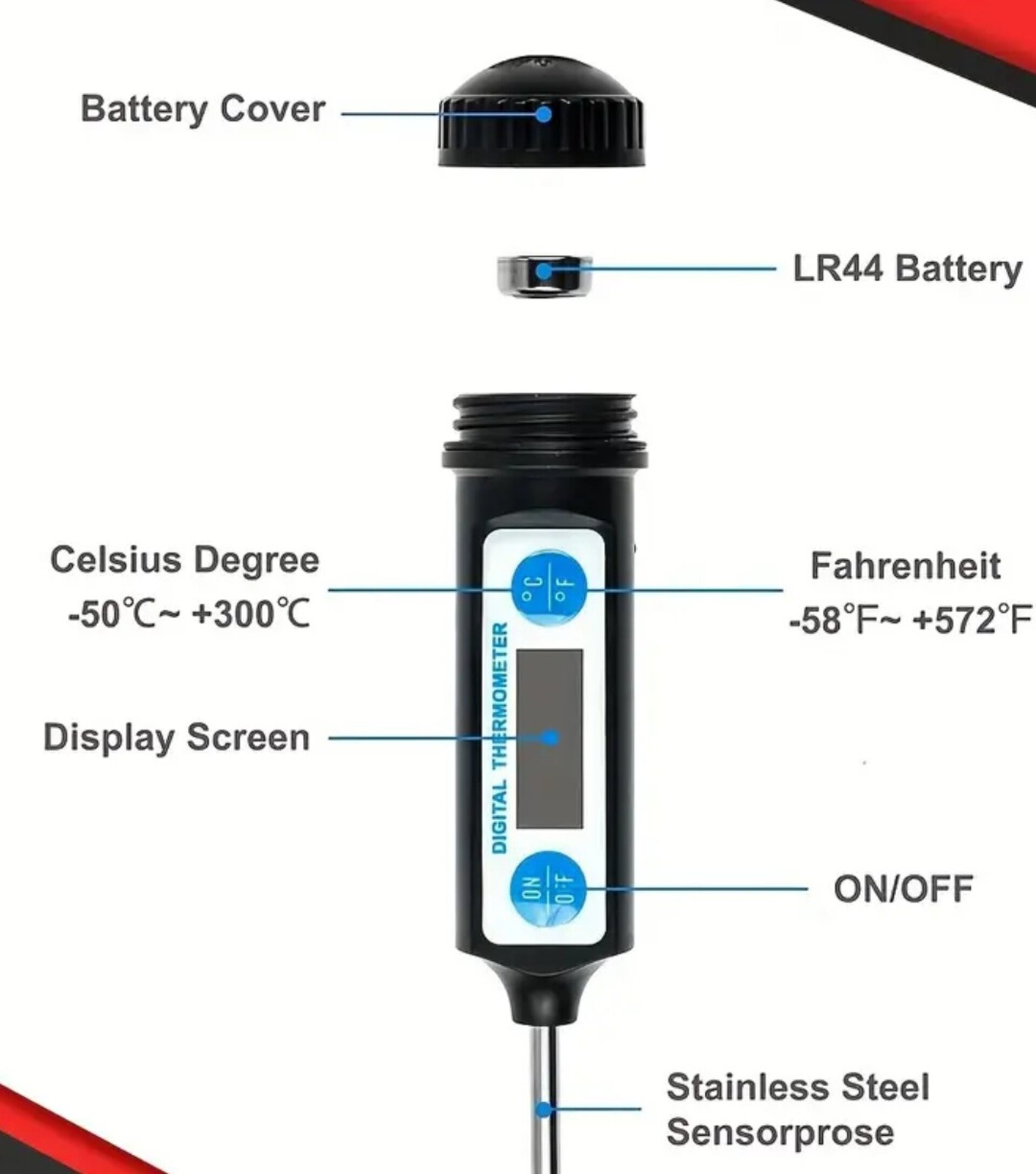 Termómetro De Cocina Negro - 9