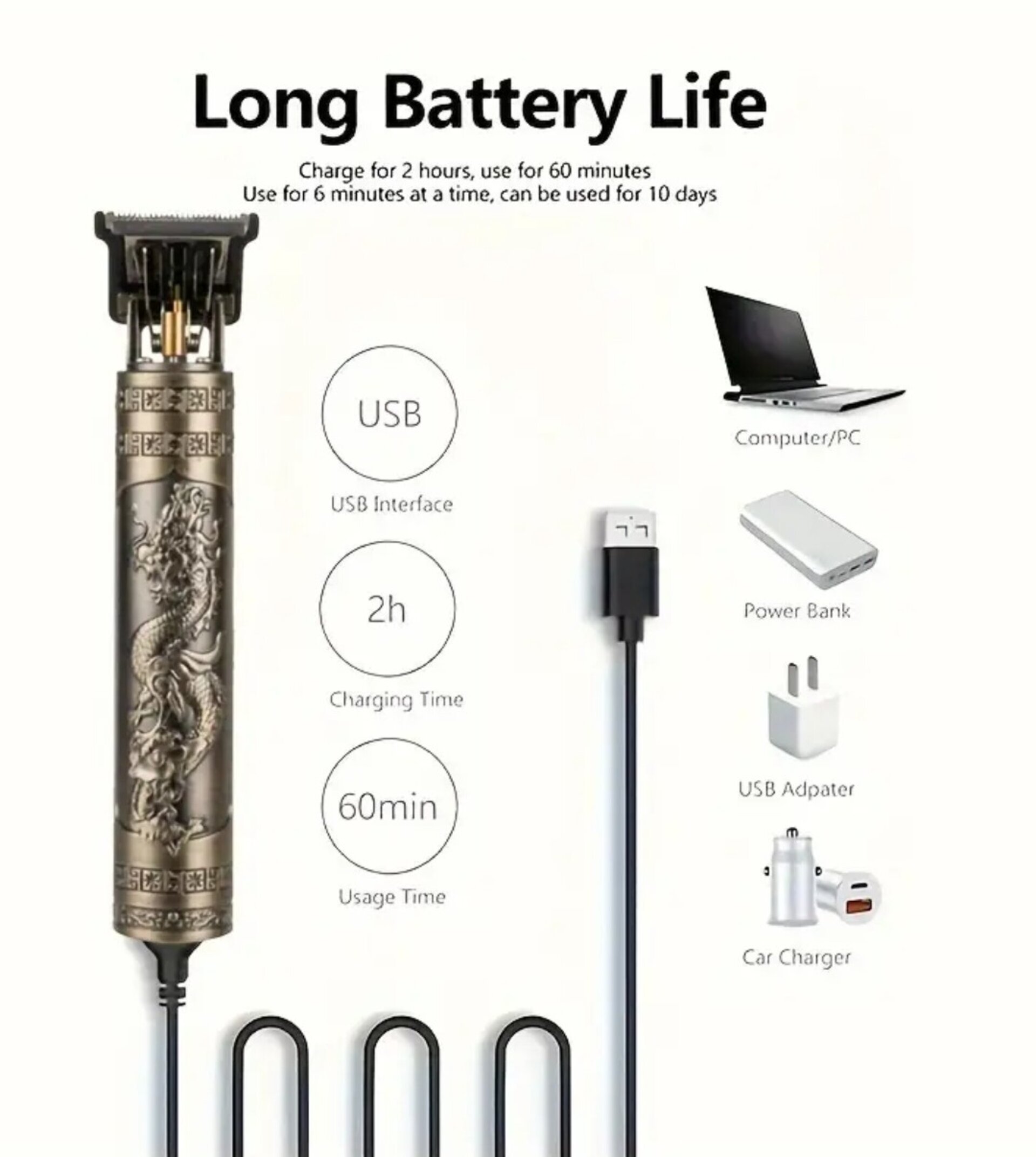 Afeitadora Eléctrica Dragon Bronce - 3