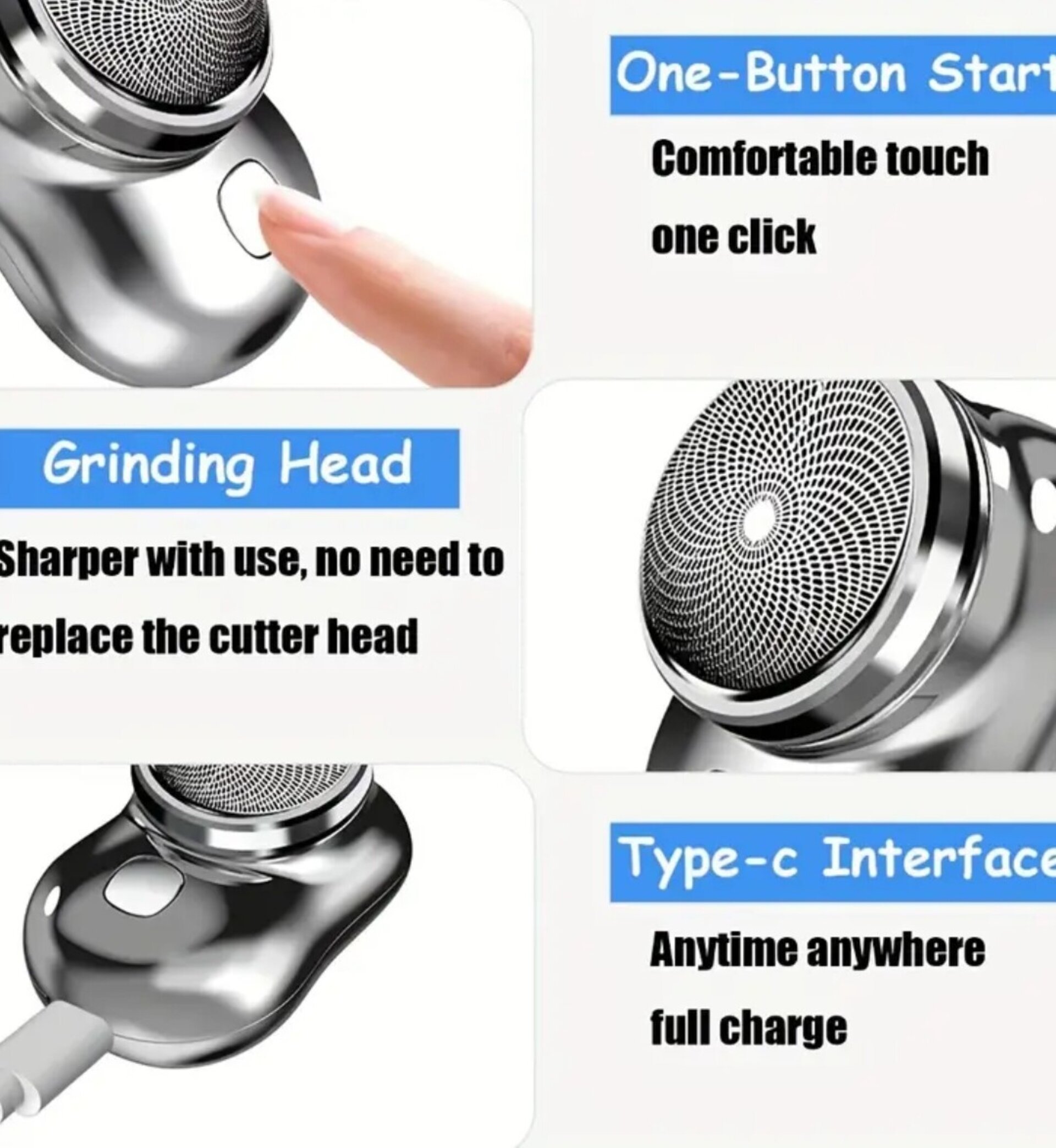 Afeitadora Eléctrica Mini Azul - 3