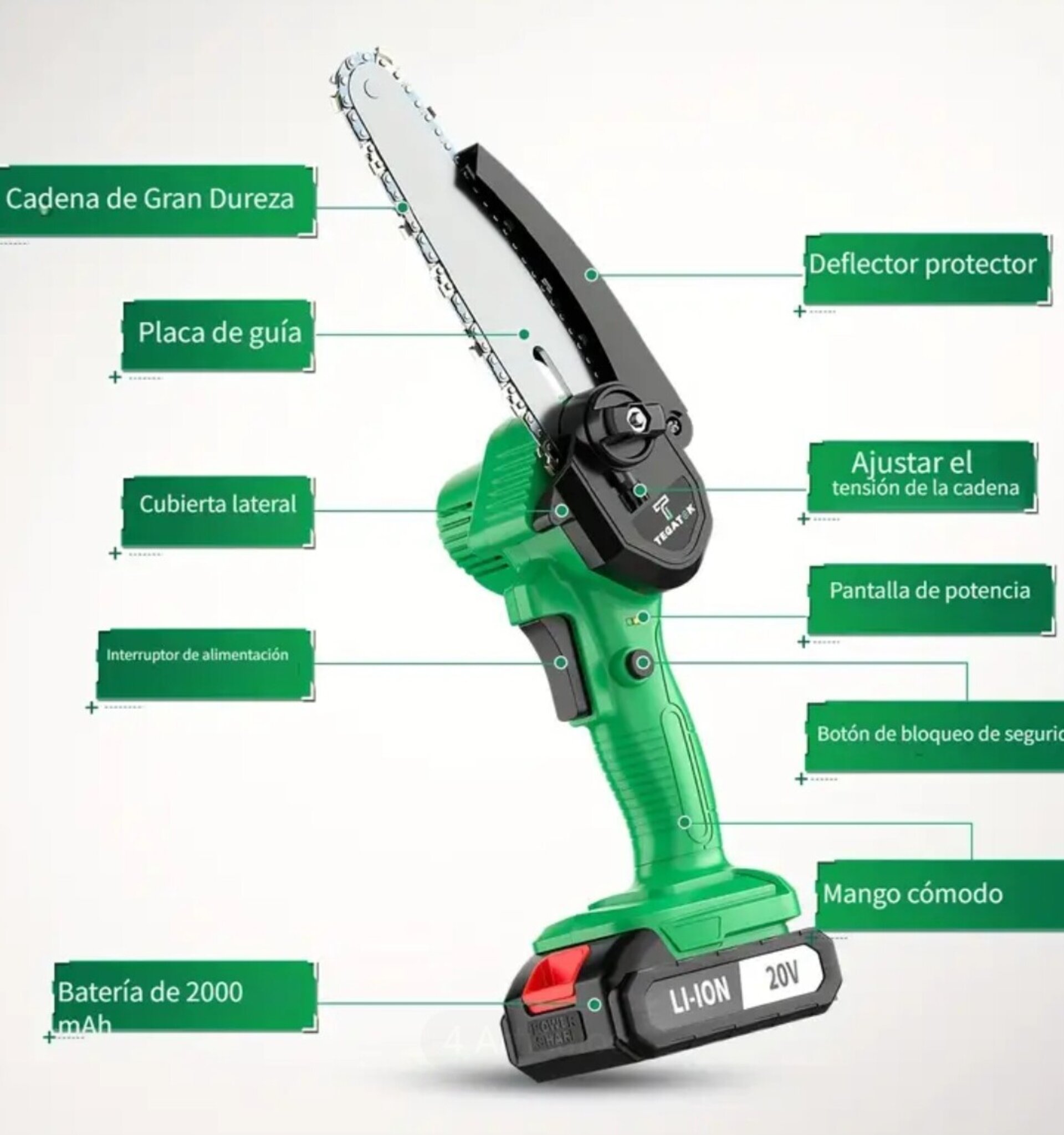 Motosierra Mini TEGATOK Verde - 5