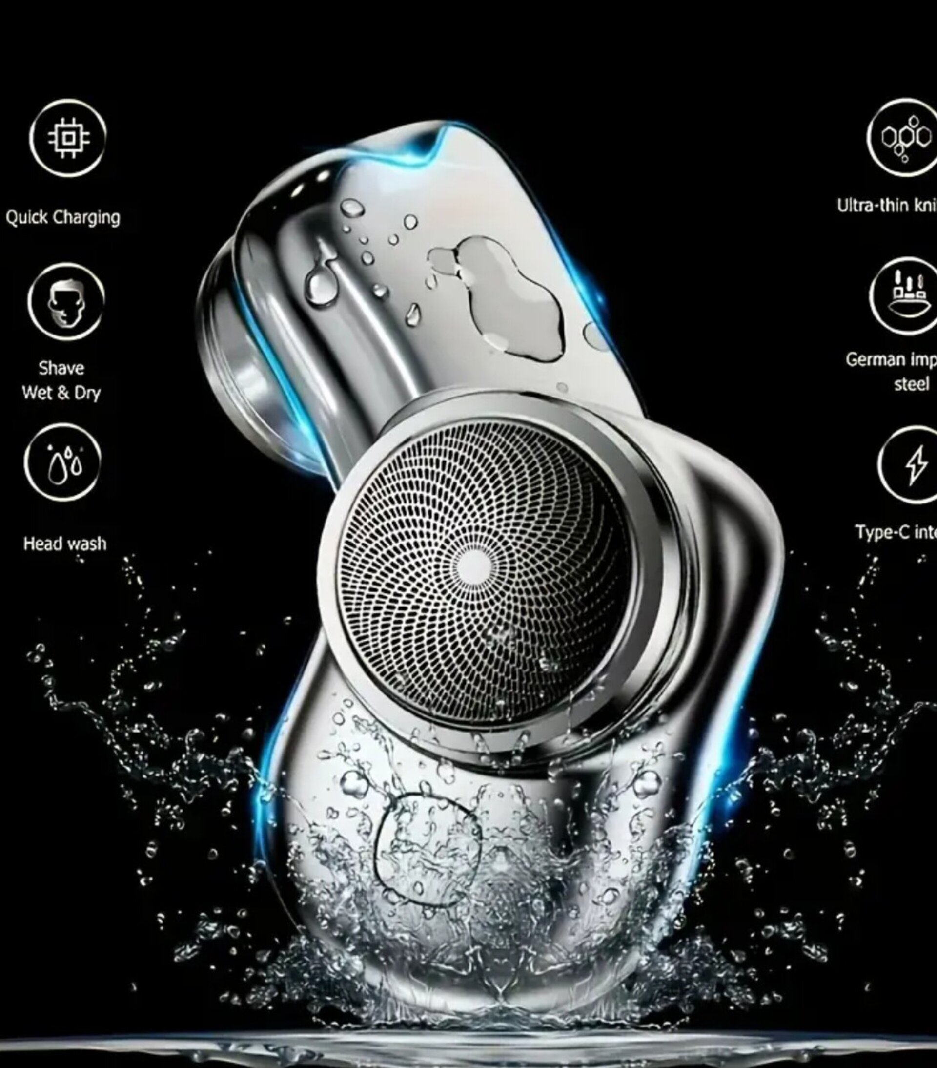 Afeitadora Eléctrica Mini Negra - 6