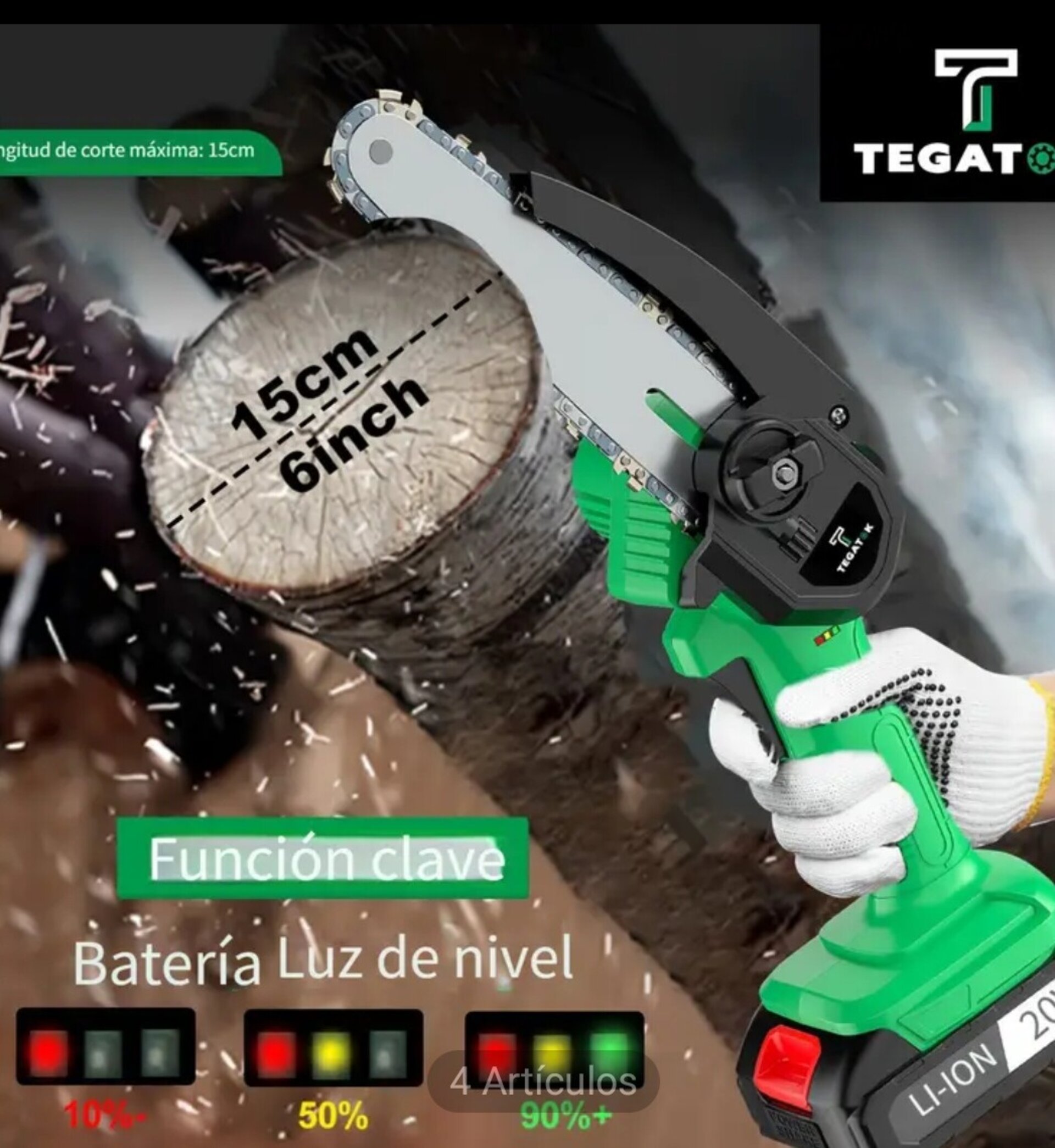 Motosierra Mini TEGATOK Verde - 3