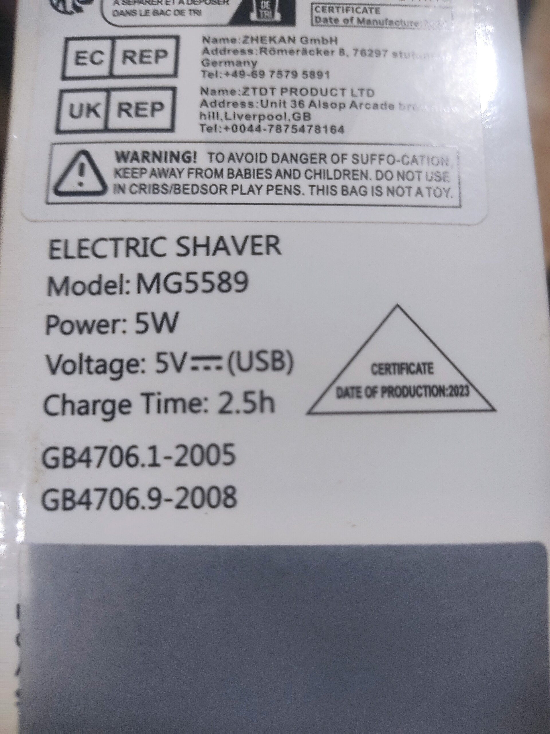 Afeitadora Usb Negra 5 Cabezales - 3