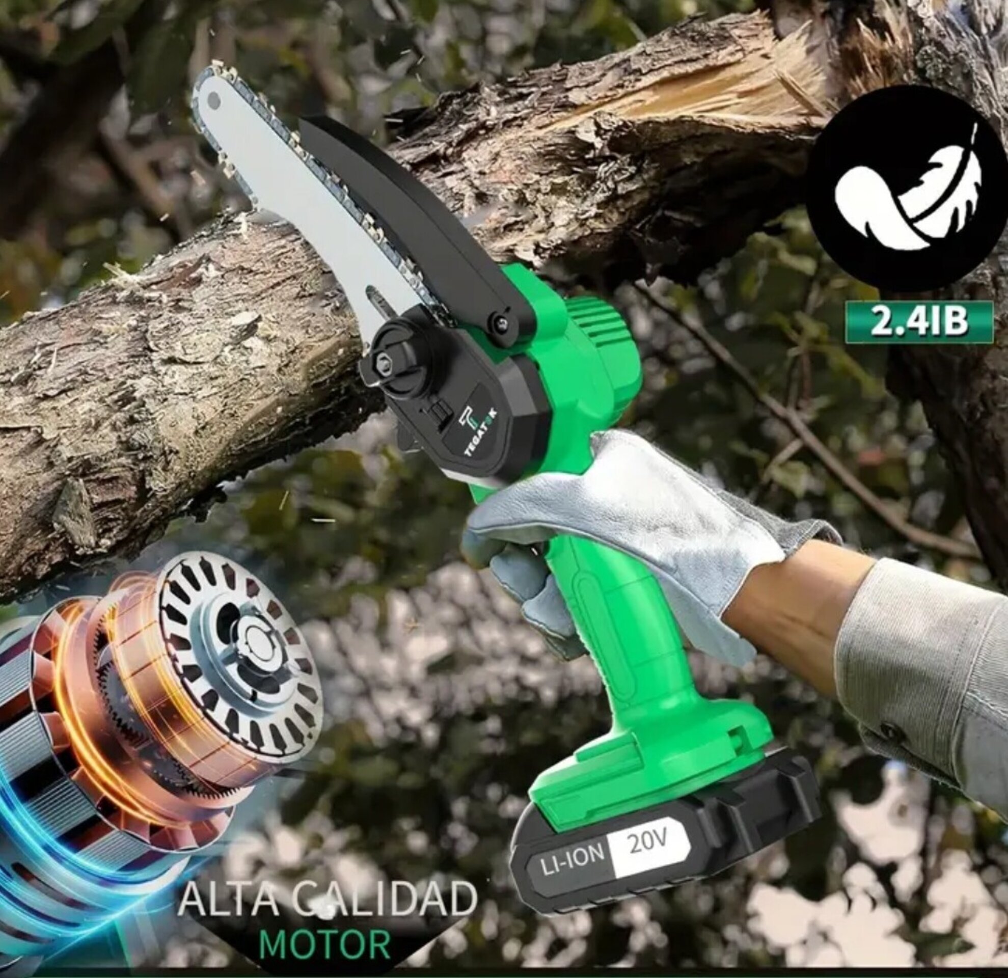 Motosierra Mini TEGATOK Verde - 6