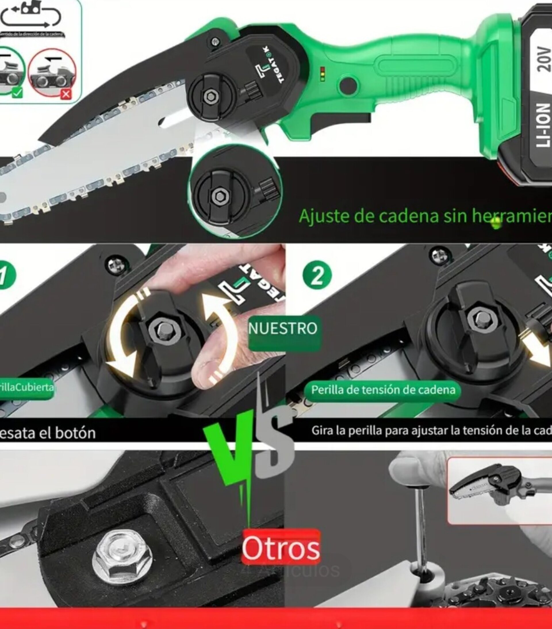 Motosierra Mini TEGATOK Verde - 2